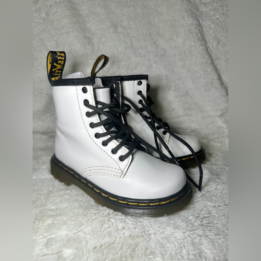 White Leather Lace-Up Boots Toddler Dr. Martens boots